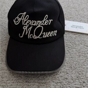 Alexander McQueen Black and White Embroidered Cap